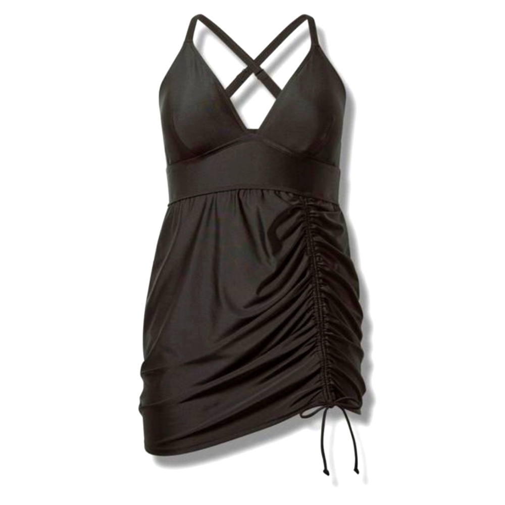 Torrid Wireless Side Cinch Fitted Swim Dress With Brief Size 1x